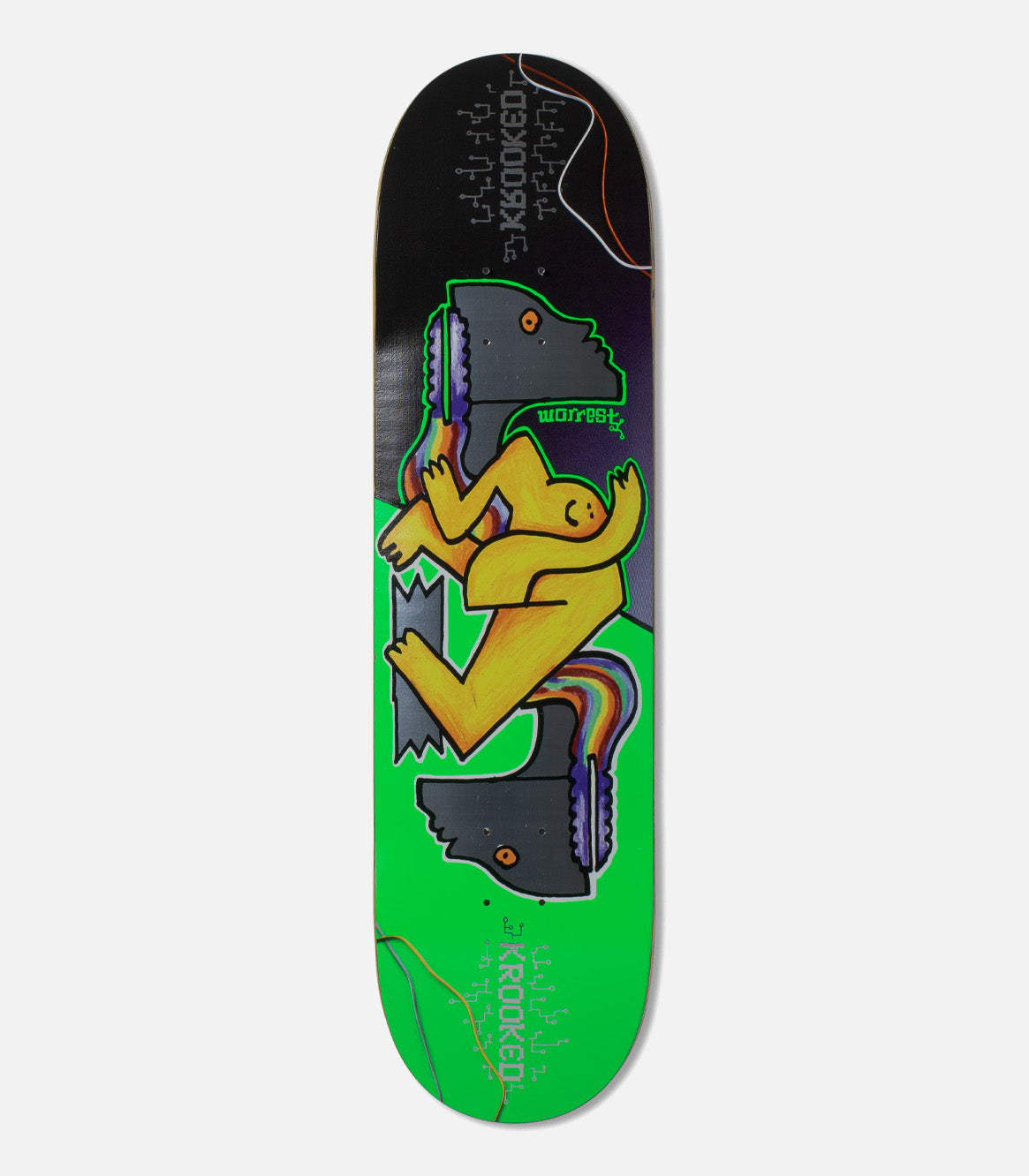 krooked　スリック　ツインテール デッキ　bobby worrest Krooked Bobby Worrest Neon Robot Twin Tail Slick Deck – Atlas