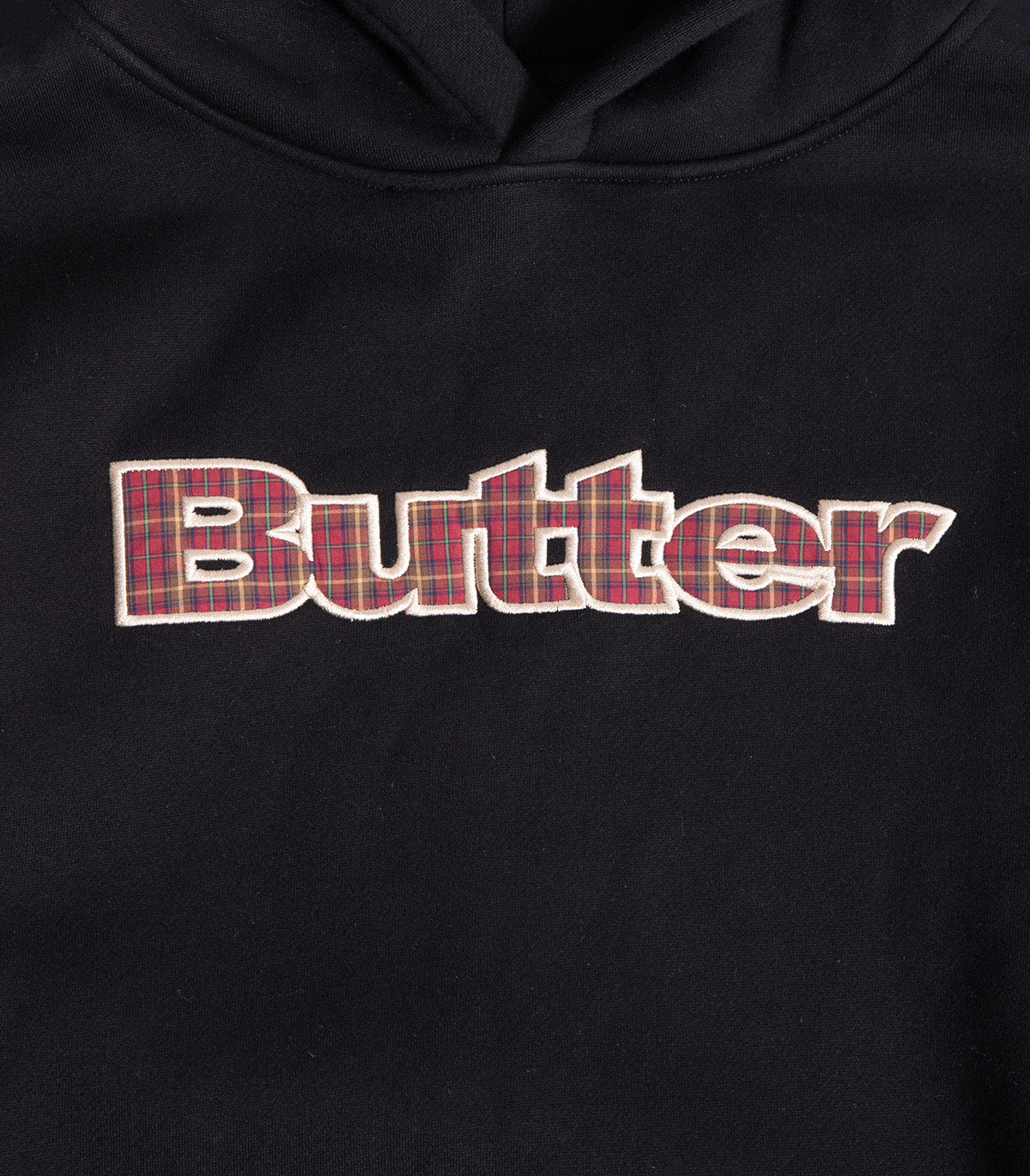 Butter Goods Plaid Logo Applique Hooded Sweatshirt