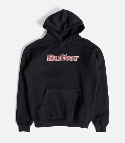 Butter Goods Plaid Logo Applique Hooded Sweatshirt
