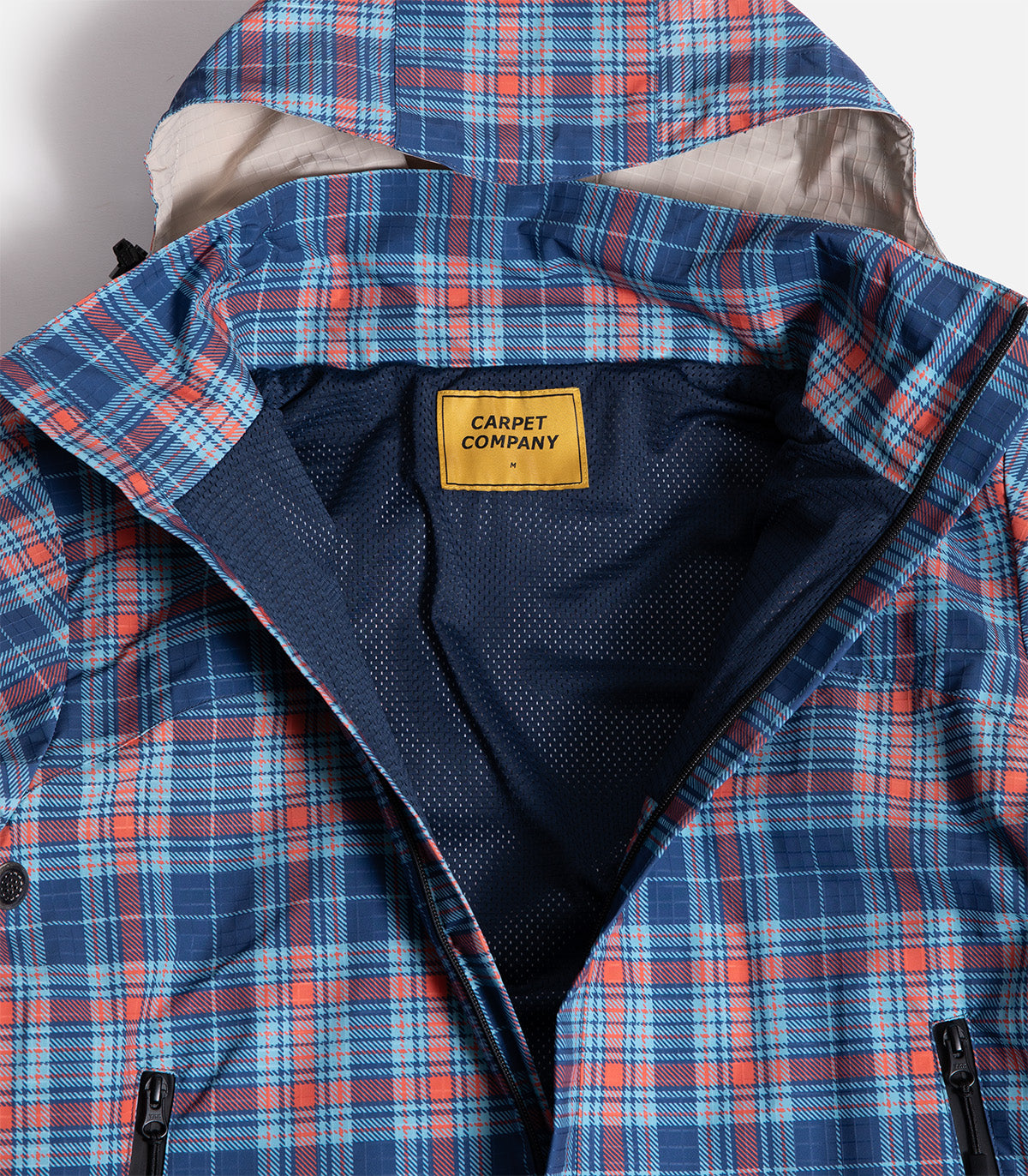 Carpet Reversible Plaid Hooded Rain Jacket