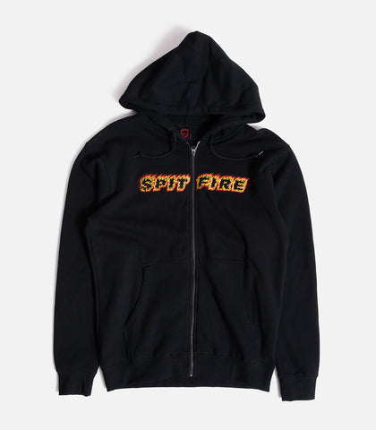 Spitfire Flames Script Zip Up Hooded Sweatshirt